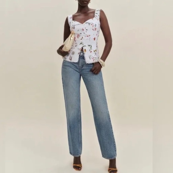 Reformation Viola Linen Top In Corsini, brand new, never worn, no flaws. - Picture 7 of 9